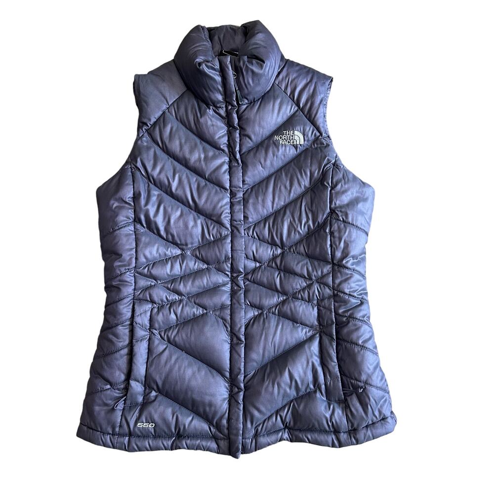 North Face 550 Puffer Vest Goose Down Metallic Purple Women's Small Nylon Zip